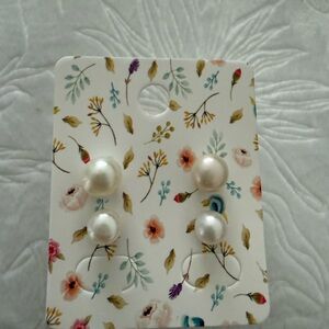 Elegant Sterling Silver Freshwater Pearl Stud Earring Set